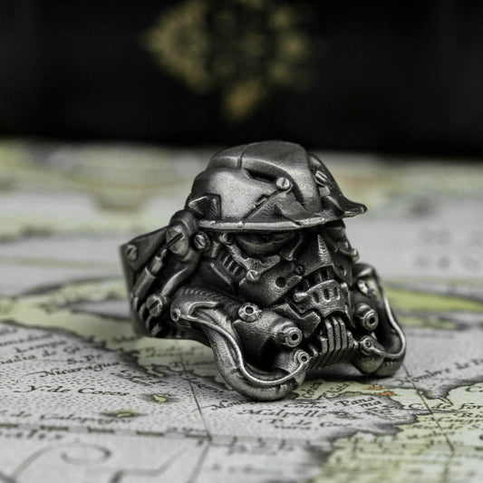 Warrior accessories Soldier Helmet-Inspired Ring, Handcrafted Jewelry – Artisan Made
