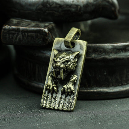 Tiger head pendant Sabre Tooth Tiger Pendant Smilodon Brass Army Brand Men's Brass 925 silver säbelzahntiger handmade custom jewelry