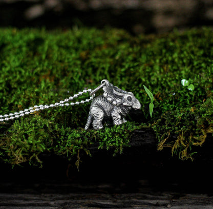 Dinosaur 925 Silver Necklace|Dinosaur Pendant|Dinosaur Jewelry|Triceratops Pendant|Triceratops|Ingenuity