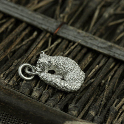 925 sterling silver fox pendant, fox necklace, animal necklace, personalized gift, sterling silver pendant, gift for him - handmade