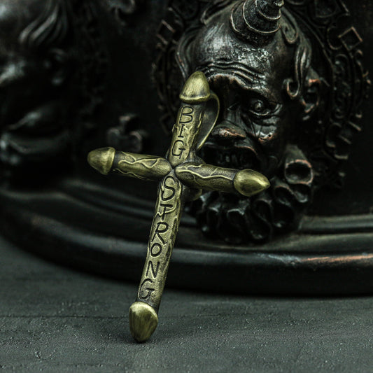 Penis Cross 925 silver pendant necklace, genital tough guy pendant, strong cross religious belief Brass 925 silver handmade custom jewelry