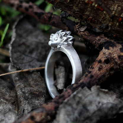 Hedgehog silver ring|Silver ring|Hedgehog ring|Hedgehog jewelry|Animal ring|Natural ring