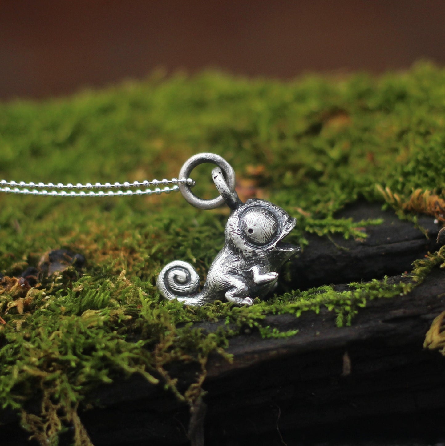 Chameleon silver Pendant | Lizard Necklace | Silver Beard Dragon Charm | Chameleon Pendant | Animal Charm | Reptile Jewelry