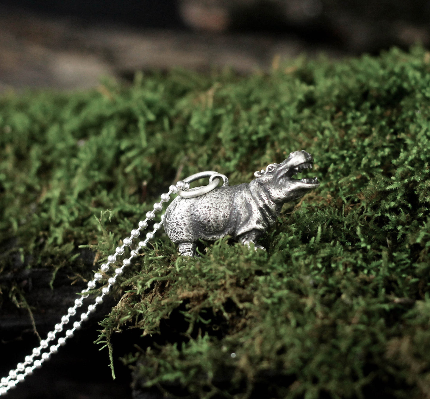 Hippo 925 Silver Pendant|Hippo Necklace|Hippo Pendant|Natural Necklace|Animal Jewelry