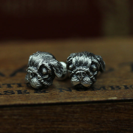 Pug sterling silver earrings