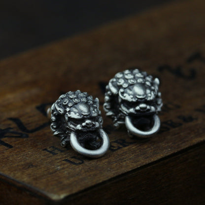 925 sterling silver lion head earrings, lion earrings, lion jewelry, natural earrings, gifts for him handmade