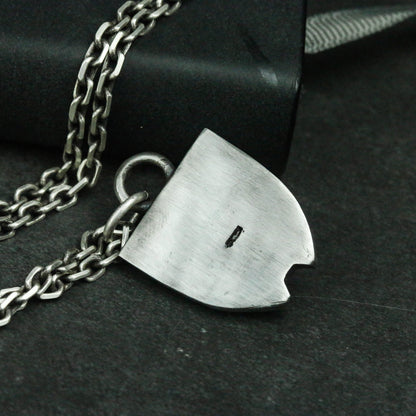 Wolf Head Shield 925 Silver Necklace Pendant, Silver Accessories, Silver Wolf Personality Necklace Pendant-craftsman made