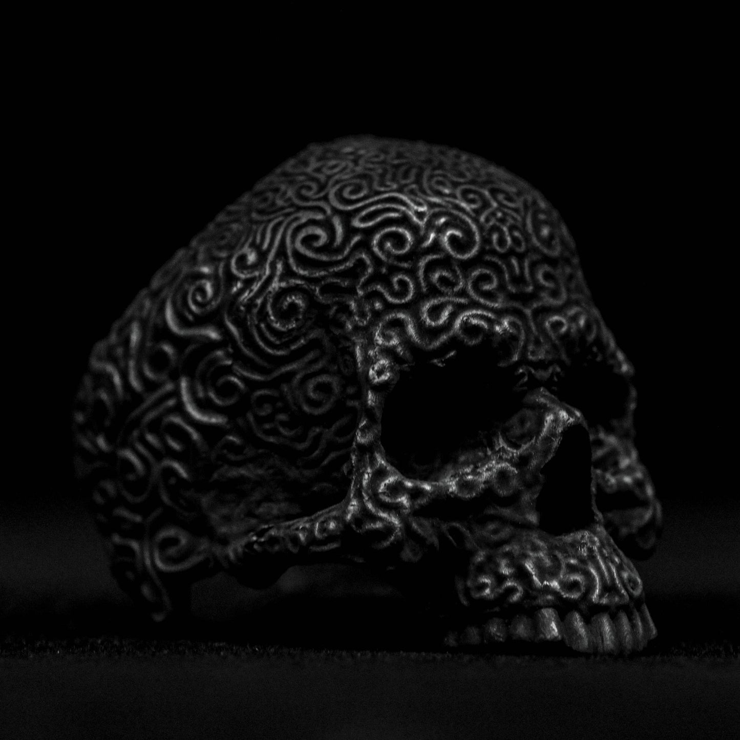 925 silver skull ring, texture skull ring, dark skull ring motorcycle ring men's skull ring skull