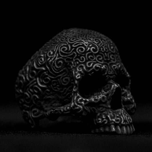 925 silver skull ring, texture skull ring, dark skull ring motorcycle ring men's skull ring skull