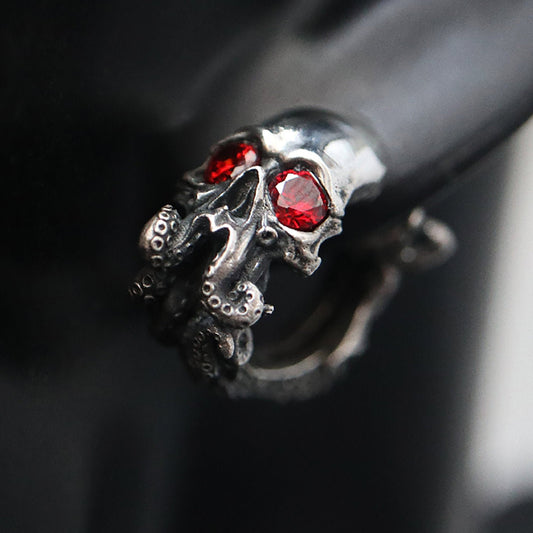Skull Sterling Silver Earrings|Skull Earrings|Inlaid Skull Earrings|Pure Silver Earrings|Handmade