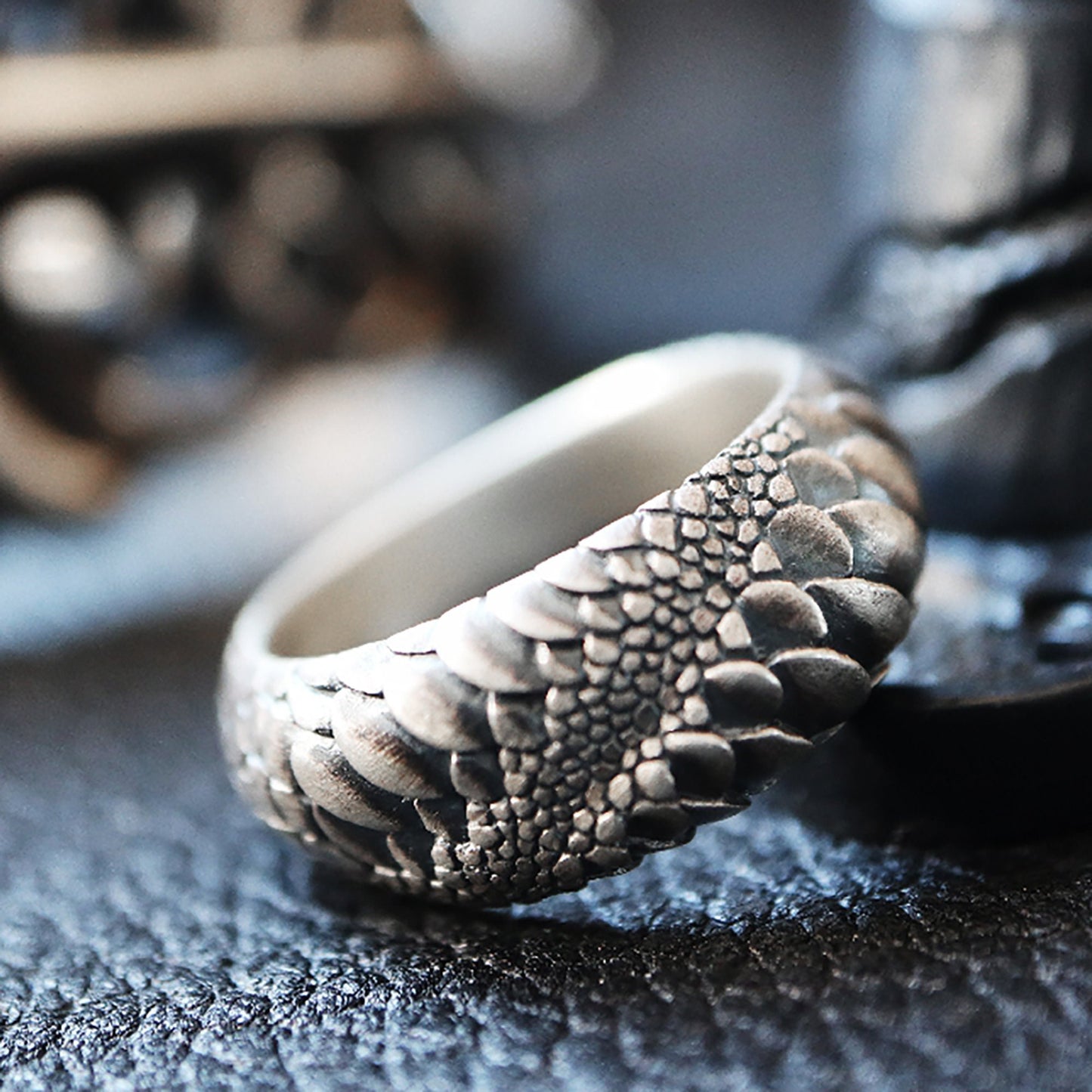 925 Sterling Silver Snake Scale Ring|Snake Ring|Silver Snake Ring|Dragon Scale Ring|Silver Ring|Stackable Ring