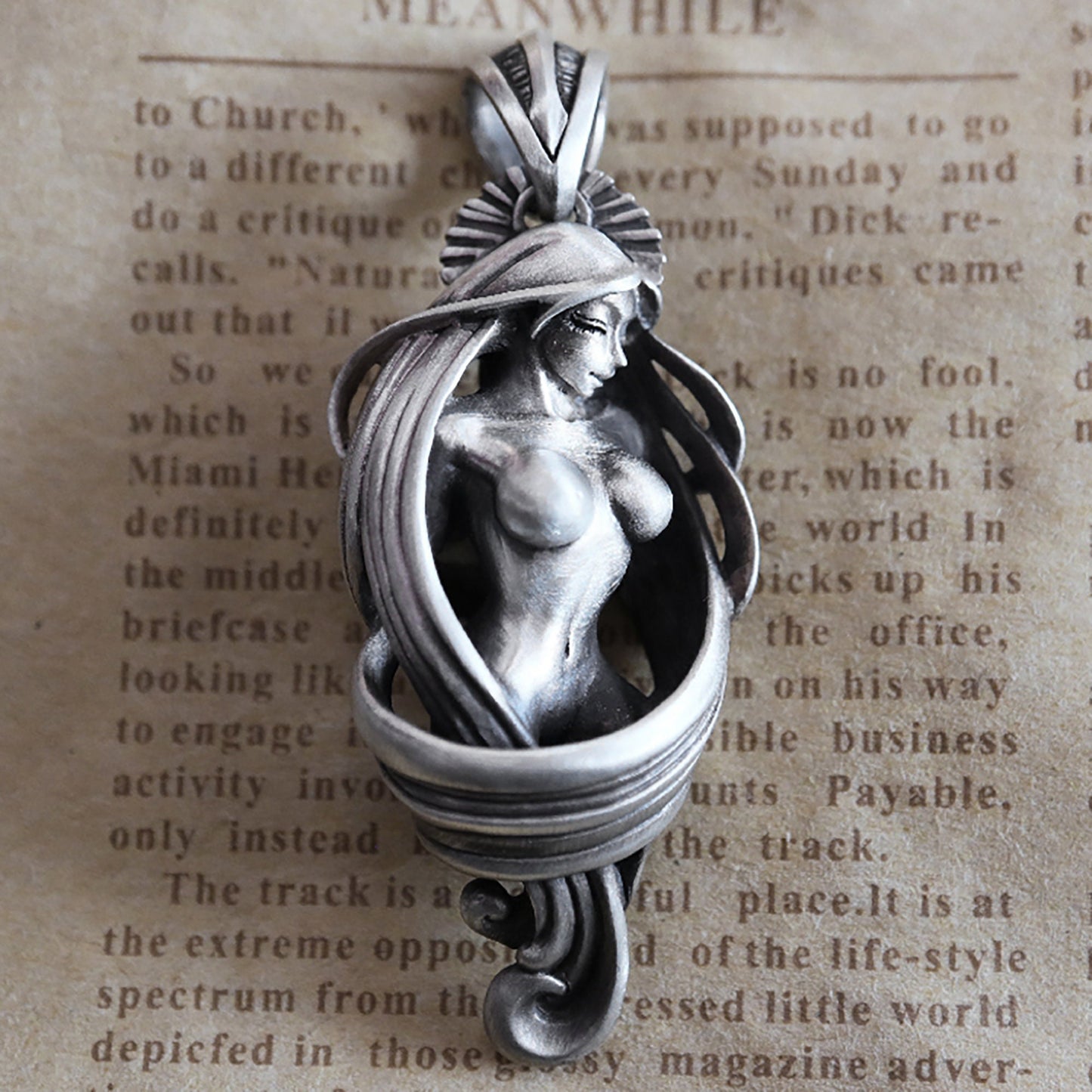 Nude Goddess Silver pendant|Nude Girl pendant|Goddess pendant|Bohemian pendant|Fairy pendant|A Gift for Her