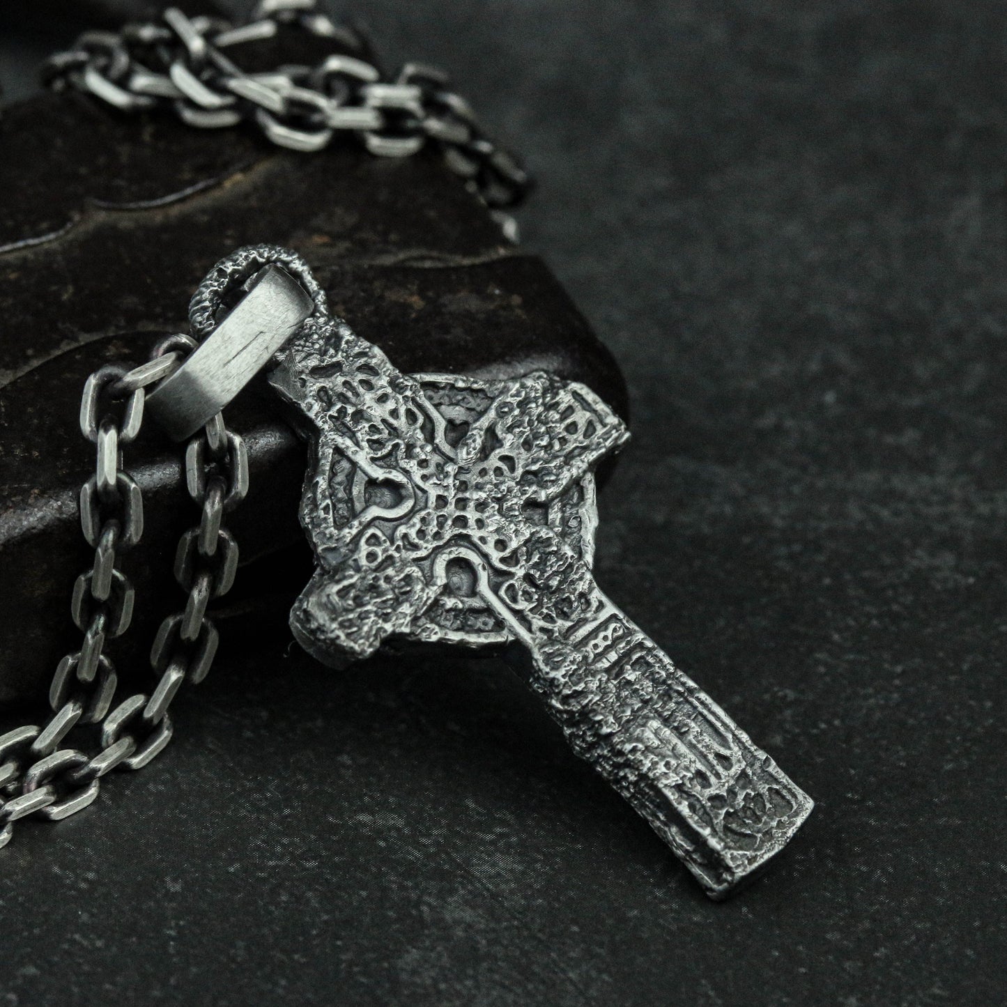 925 Silver Cross Pendant Necklace, Religious Jewelry, Greek Orthodox Cross, Men's Necklace - Handmade