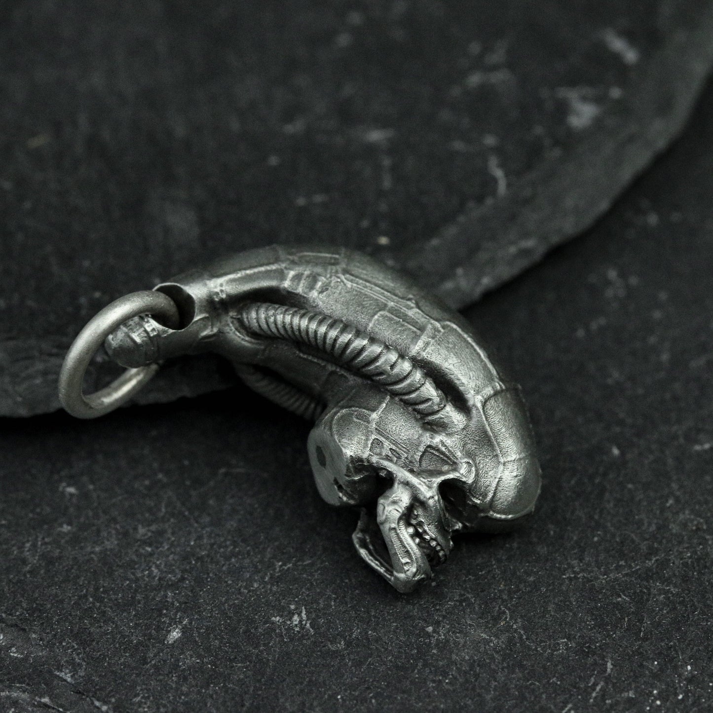 Aliens Skull 925 Sterling Silver Pendant Necklace, Skull Necklace, Alien Skull, Men's Necklace - Craftsman Made