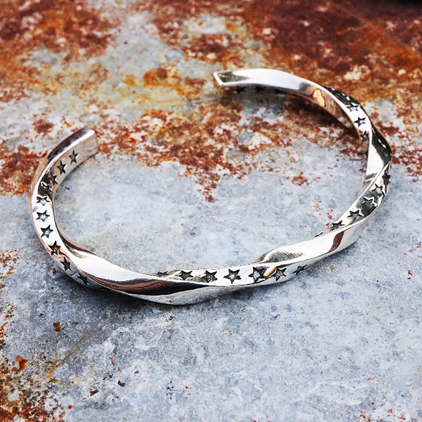 Star Twisted Silver Bracelet|Star Bracelet|Twisted Silver Bracelet|Five-pointed Star Bracelet|Lover Jewelry|925 Sterling silver