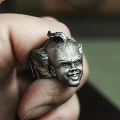 Carnival Horror Face Ring - Gothic Clown 925 Silver Collector Ring - SATANHORN