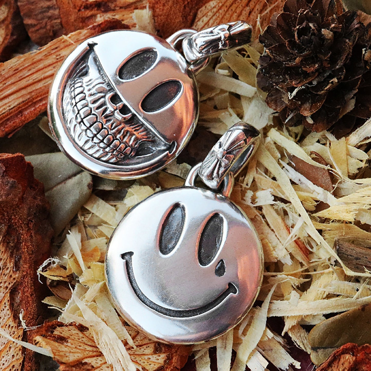 925 Sterling Silver Skull Smiley Pendant|Skull Smiley Pendant|Smiley Face Pendant|Skull Pendant|Handmade Silver Jewelry