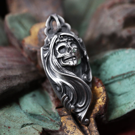 Half-faced Skull Goddess Sterling Silver Ring Pendant|Goddess Ring|Goddess Pendant|Half-faced Skull Pendant|Ladies Accessories