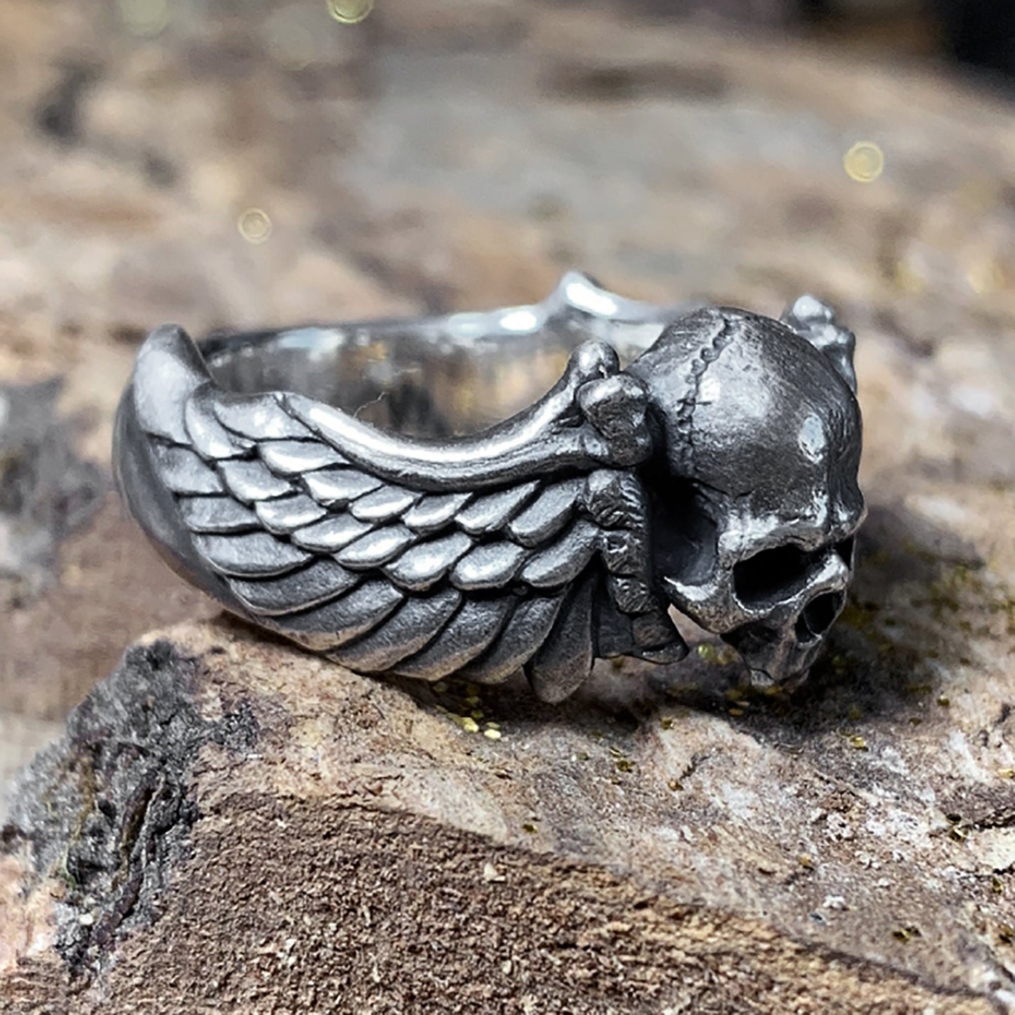 925 sterling silver skull wings ring-skeleton wings ring-skeleton ring-skeleton jewelry-gothic jewelry-personalized jewelry