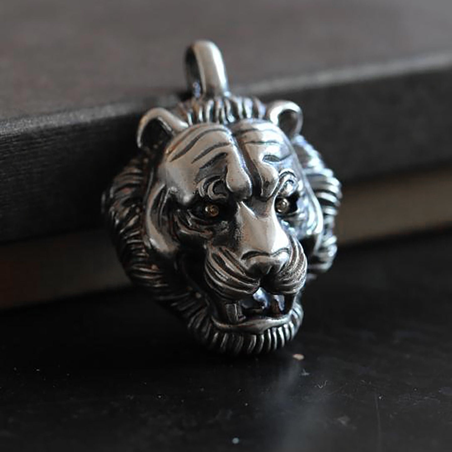 Tiger Head Silver Men's Necklace-Wild Tiger Silver Men's Necklace-Angry Tiger Necklace-Husband Silver Necklace Gift