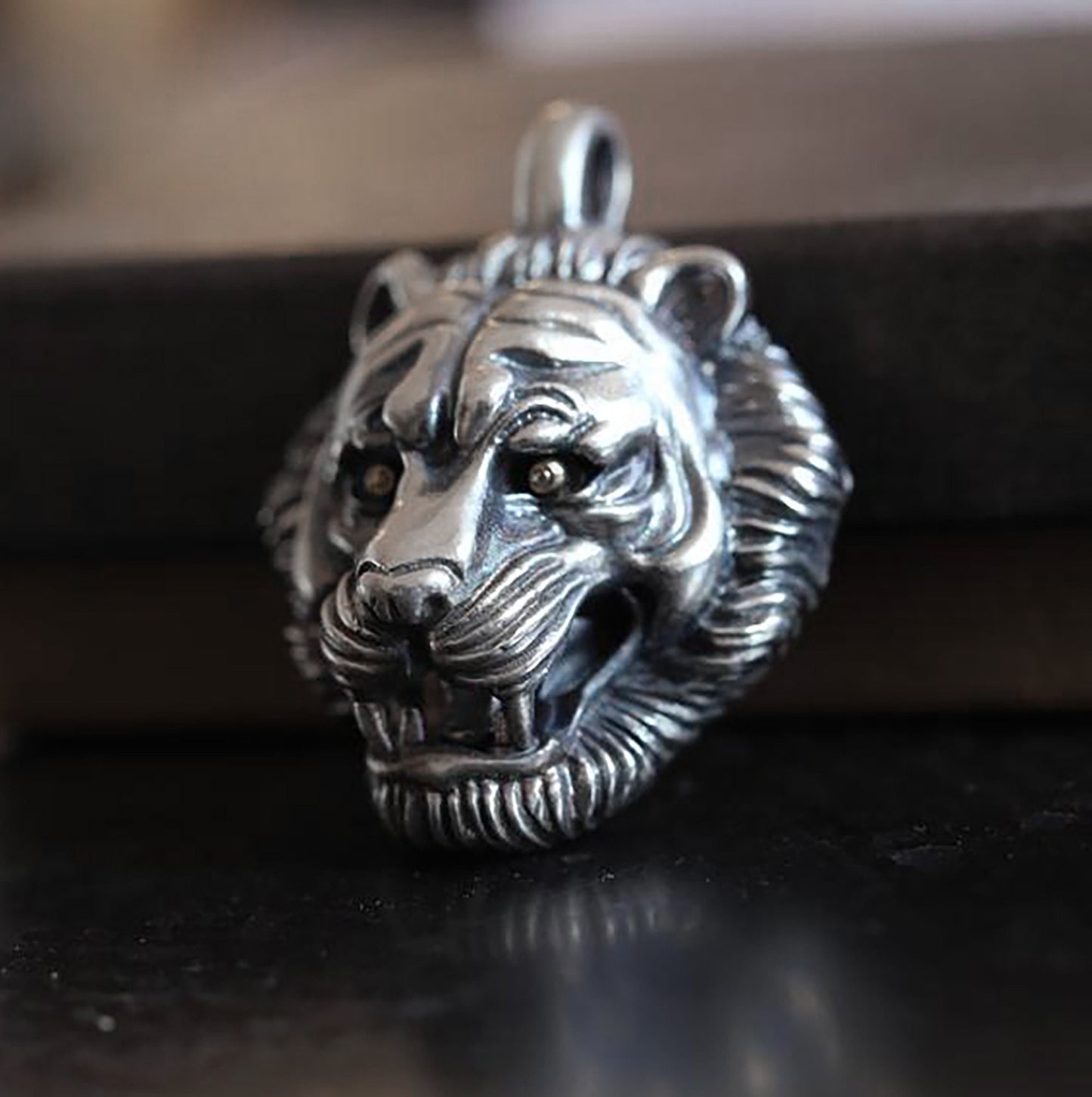 Tiger Head Silver Men's Necklace-Wild Tiger Silver Men's Necklace-Angry Tiger Necklace-Husband Silver Necklace Gift