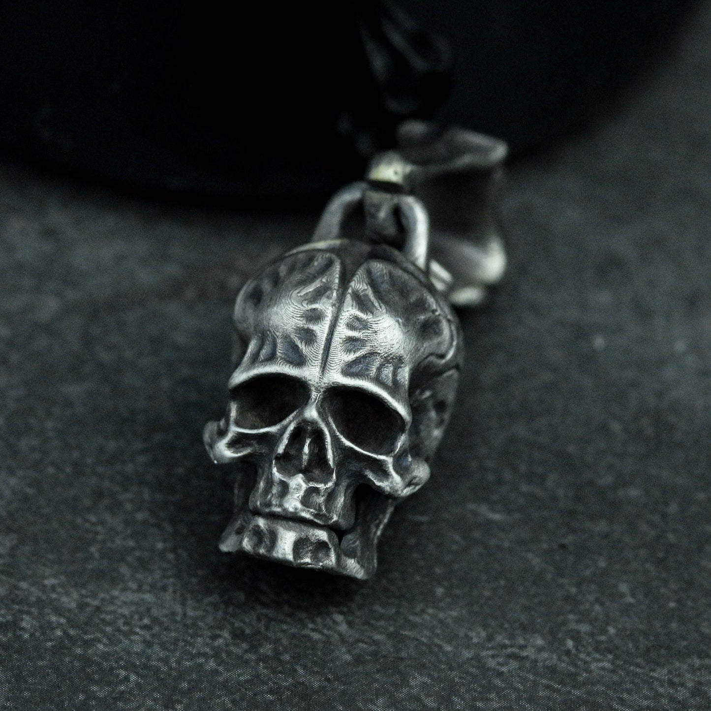 Skull Necklace-Humanoid Skull Pendant, Silver Skull, Gothic Necklace, Baby Skull