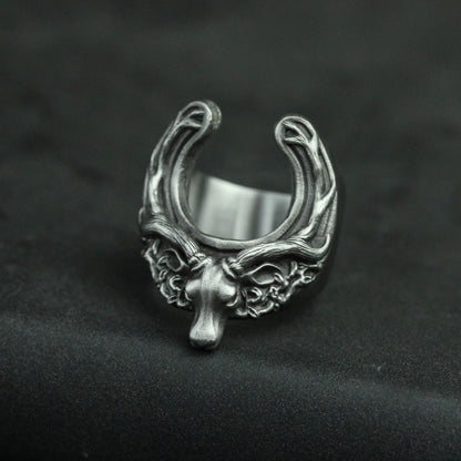 Deer head ring, deer jewelry, deer head ring, antler ring-handmade