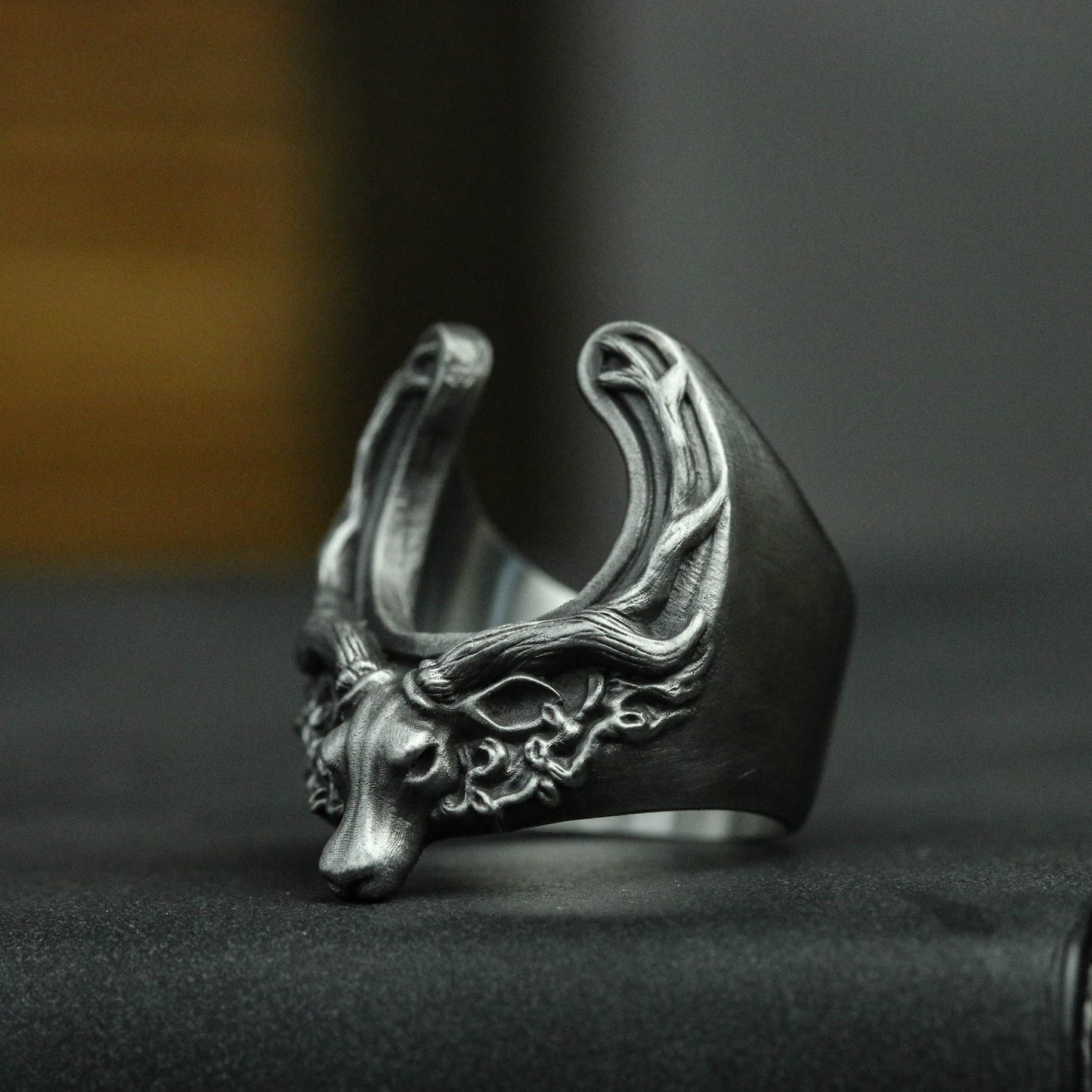 Deer head ring, deer jewelry, deer head ring, antler ring-handmade