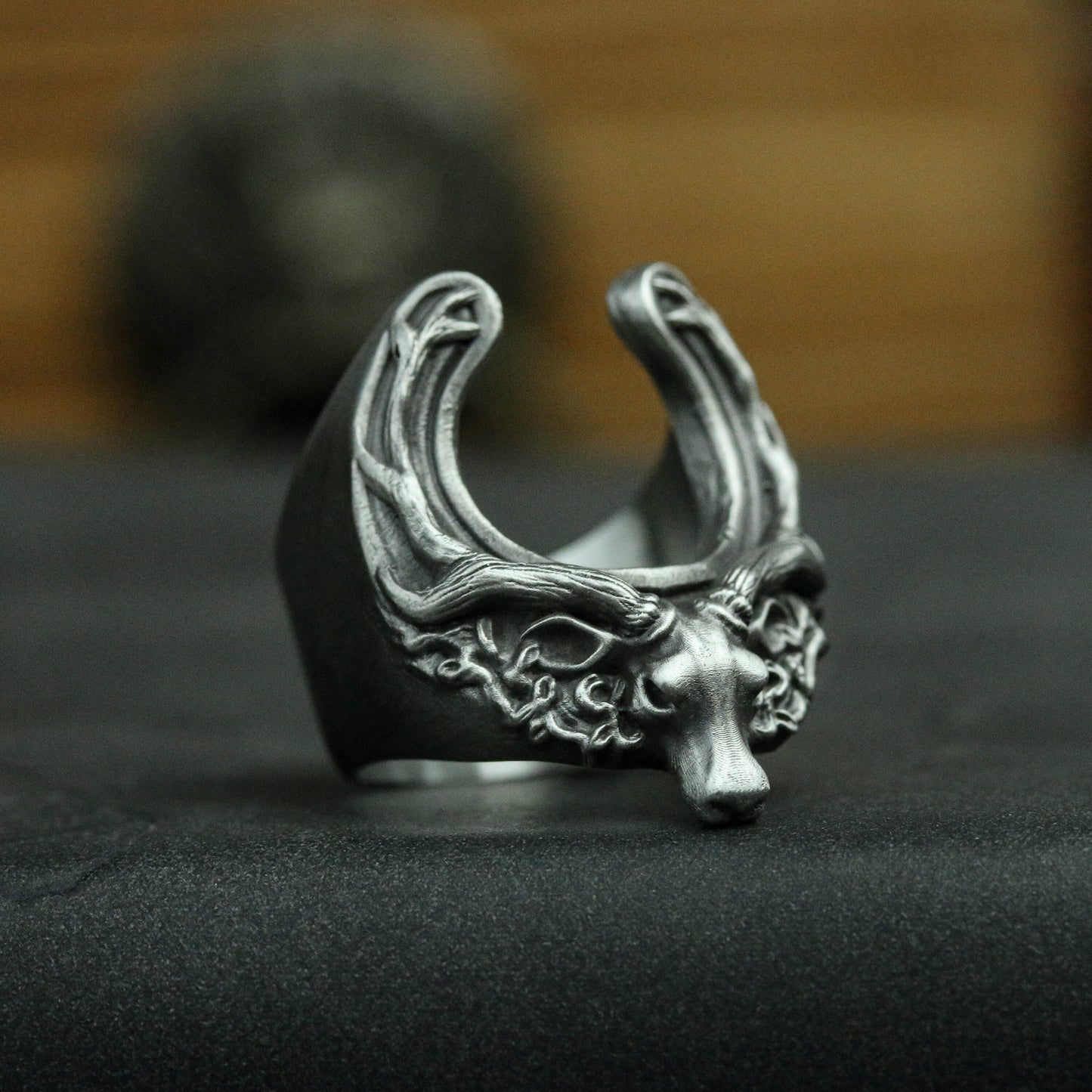 Deer head ring, deer jewelry, deer head ring, antler ring-handmade