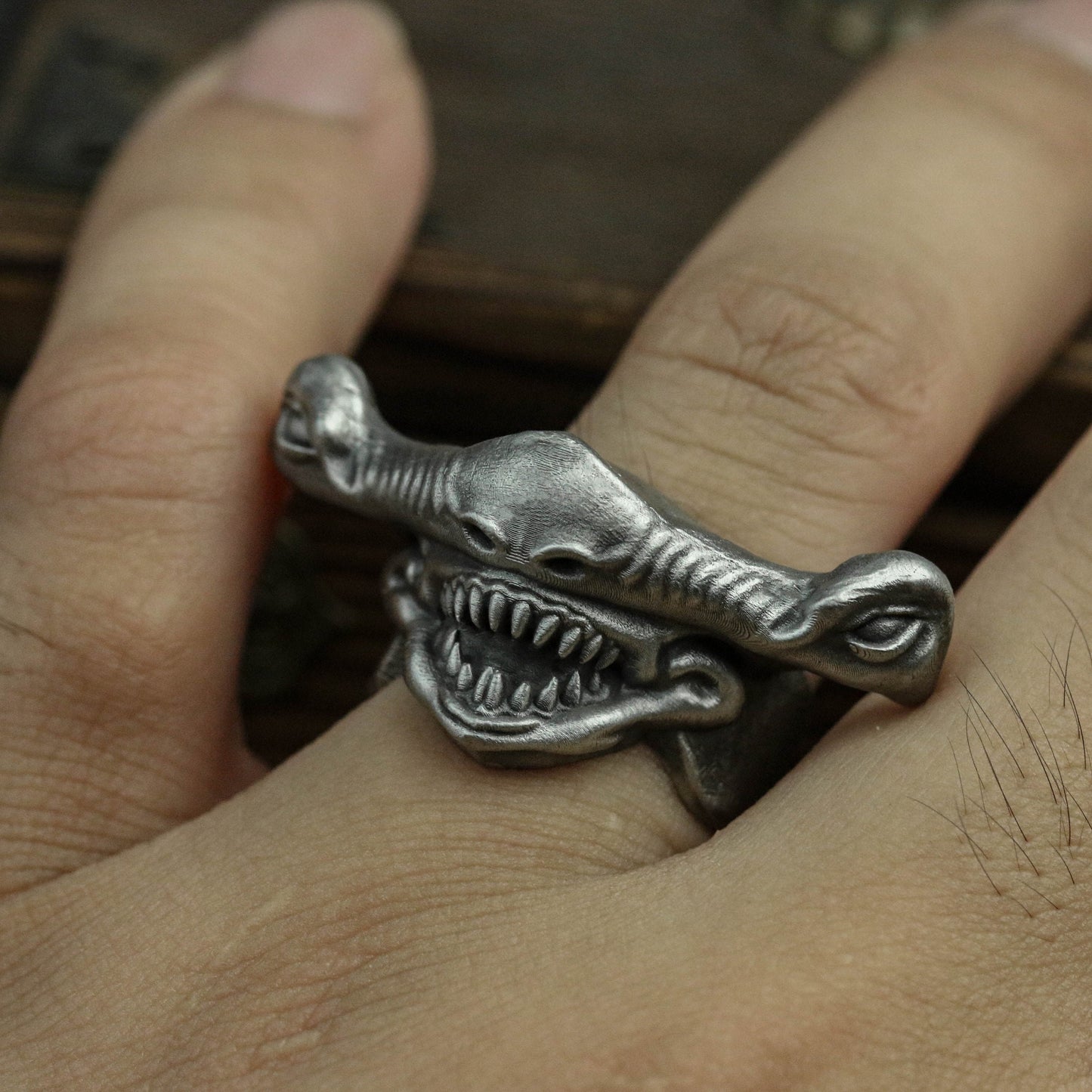 Hammerhead Shark 925 Silver Ring, Shark Ring, Animal Ring, Men's Jewelry-Craftsman made