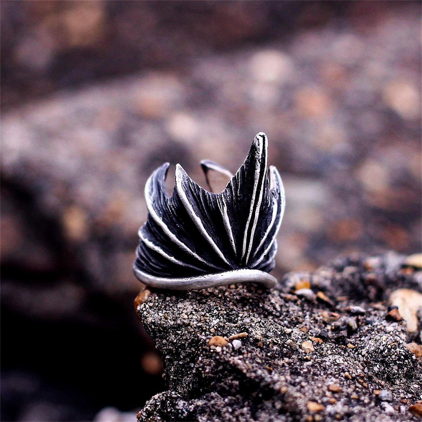 Gothic Devil Wings 925 Silver Ring, Devil Ring, Crown Ring, Wing Silver Ring, Men's Ring, Gothic Ring-Craftsmen made