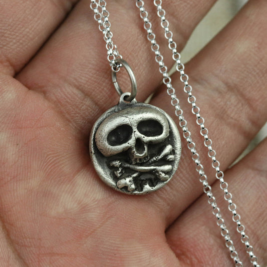 925 Sterling Silver Skull Pendant, Gothic Jewelry, Skull Necklace, Personalized Jewelry, Birthday Gifts, Gifts for Boyfriend - Handmade