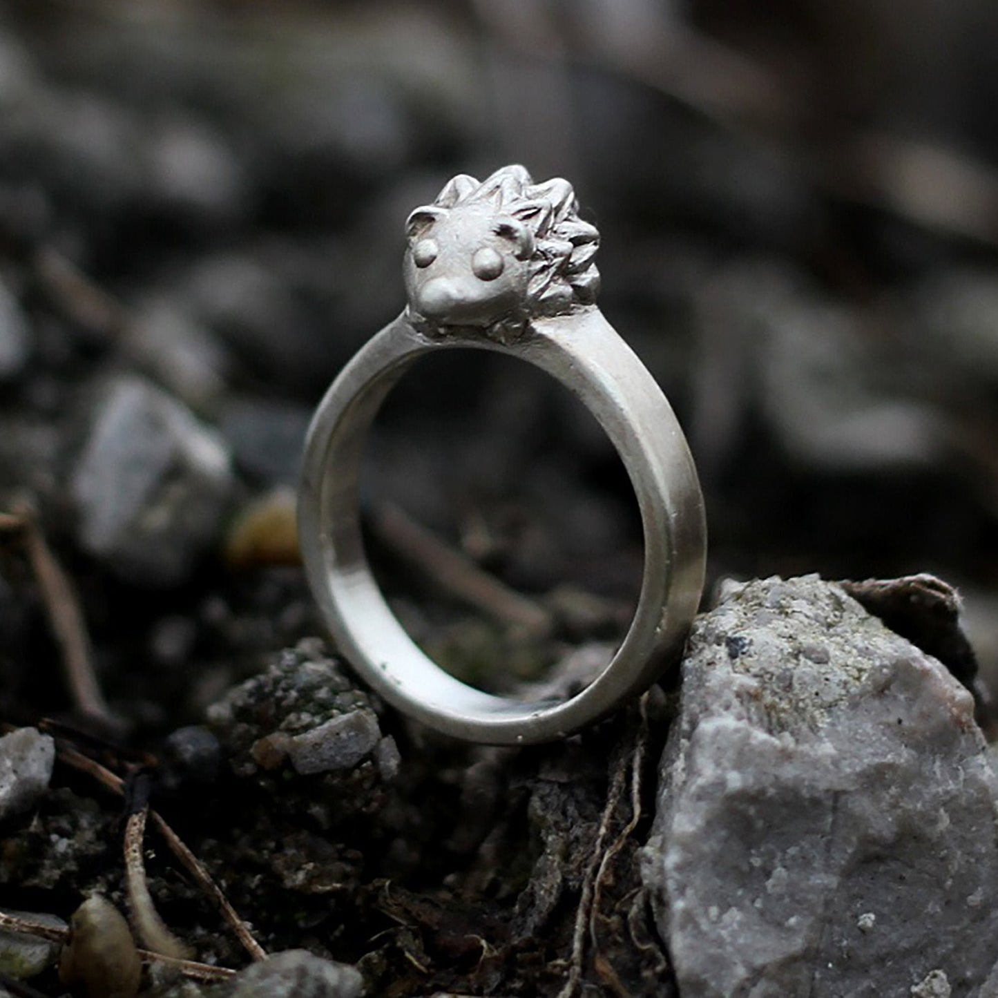 Hedgehog silver ring|Silver ring|Hedgehog ring|Hedgehog jewelry|Animal ring|Natural ring