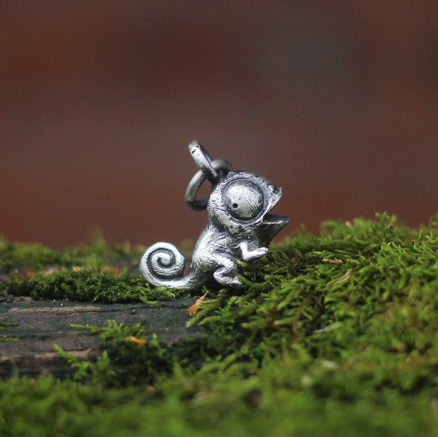 Chameleon silver Pendant | Lizard Necklace | Silver Beard Dragon Charm | Chameleon Pendant | Animal Charm | Reptile Jewelry