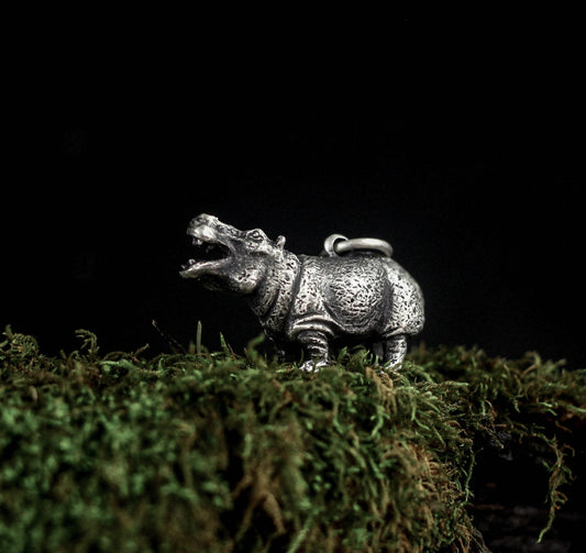 Hippo 925 Silver Pendant|Hippo Necklace|Hippo Pendant|Natural Necklace|Animal Jewelry