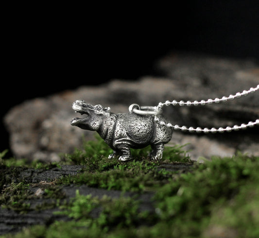 Hippo 925 Silver Pendant|Hippo Necklace|Hippo Pendant|Natural Necklace|Animal Jewelry