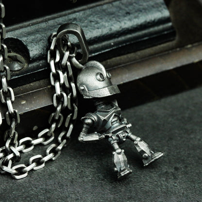 Iron Giant 925 silver pendant necklace, robot silver necklace, Iron Giant, men's pendant, gift for him-Craftsmen made - SATANHORN
