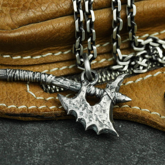 Flint Tomahawk 925 Silver Pendant Necklace, Axe Weapon Silver Necklace, Viking Necklace, Tribal Necklace, Men's Pendant-Craftsman made