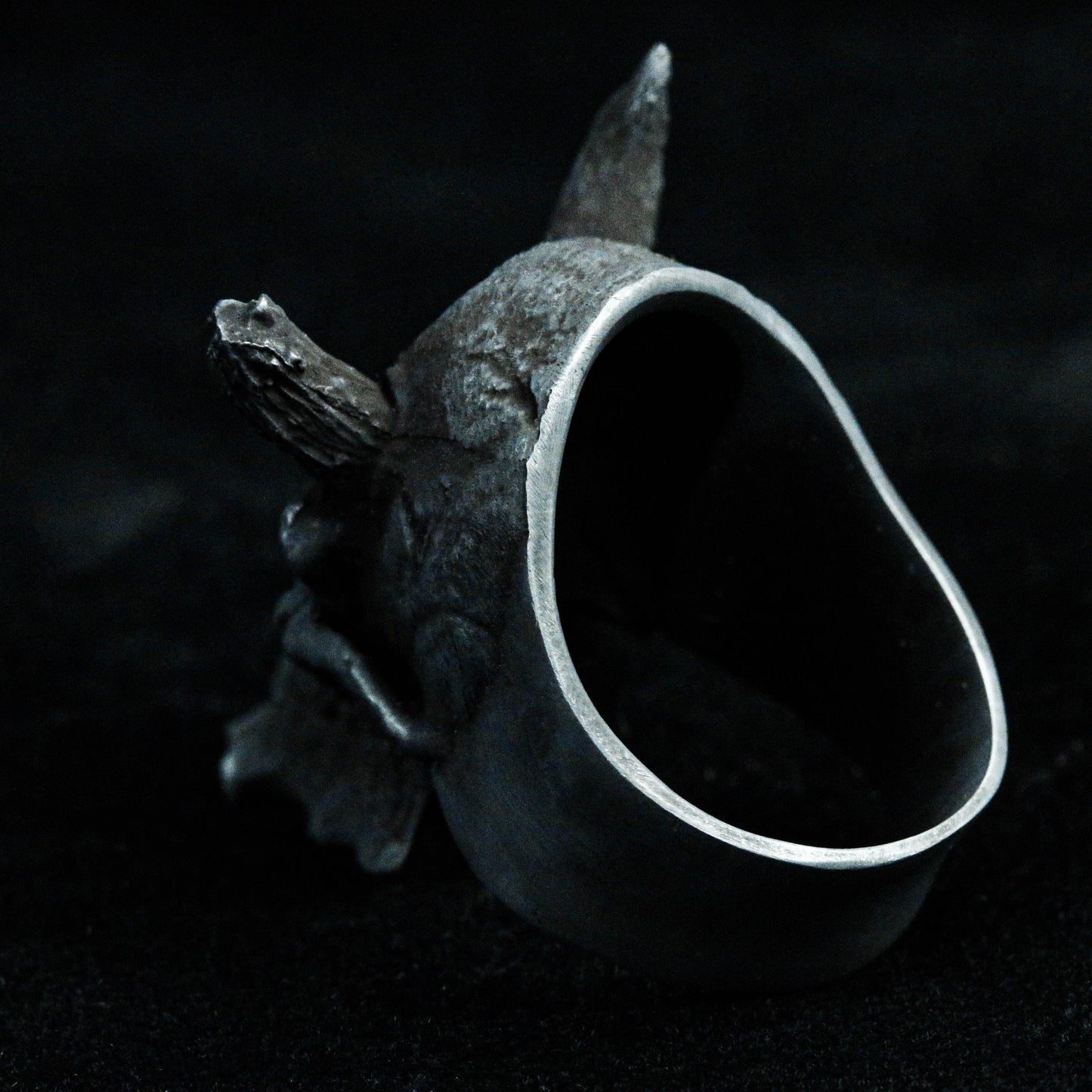 Prajna silver skull ring, retro ghost face ring, skull jewelry, vicious ring men's skull handmade jewelry, all black ornaments