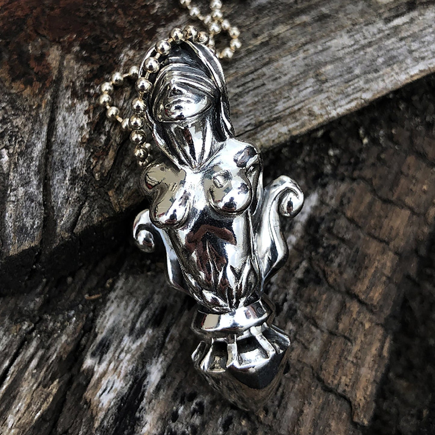 Face-masked Goddess silver Pendant|Punished Goddess Silver Pendant|Pure Silver Goddess Pendant|Goddess Necklace|Gift for her