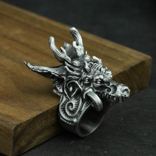 Dragons Nine Sons-ChaoFeng-925 Silver Ring-Handmade Ring-Myths and Legends - SATANHORN