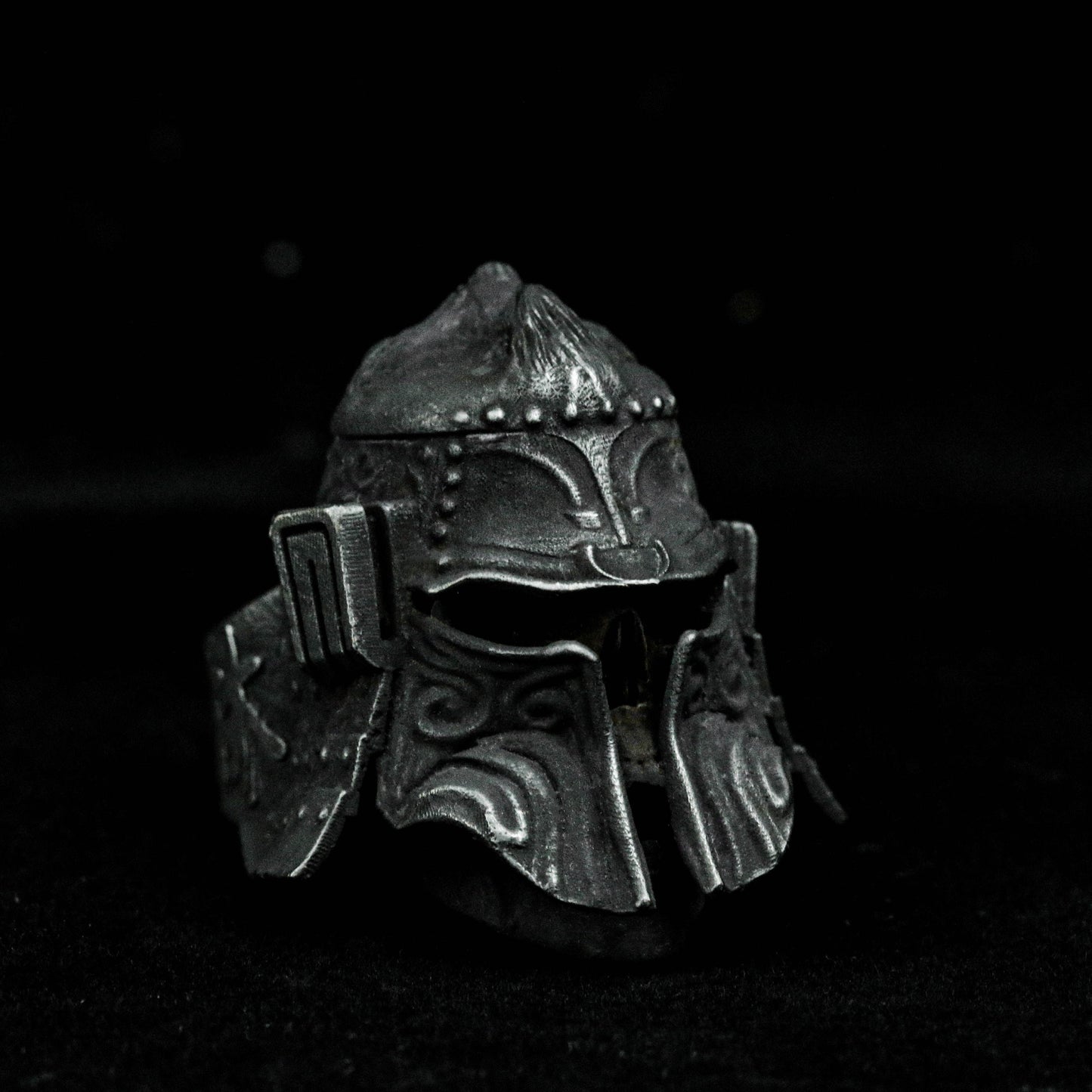 Japanese samurai helmet ring, mask helmet ring, 925 sterling silver ring, brass ring custom jewelry, handmade original.