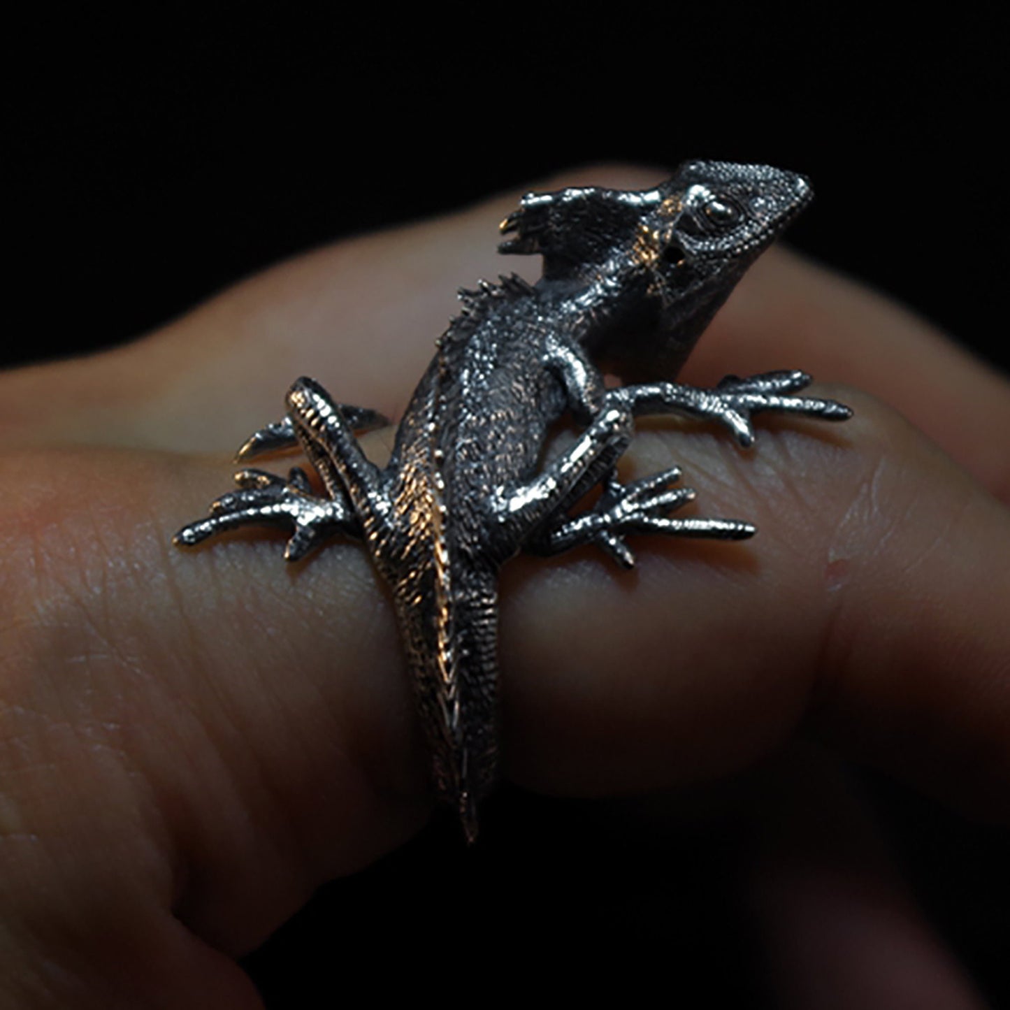 Bearded dragon 925 sterling silver ring, bearded dragon silver ring, silver bearded dragon ring, reptile, man ring - handmade ring