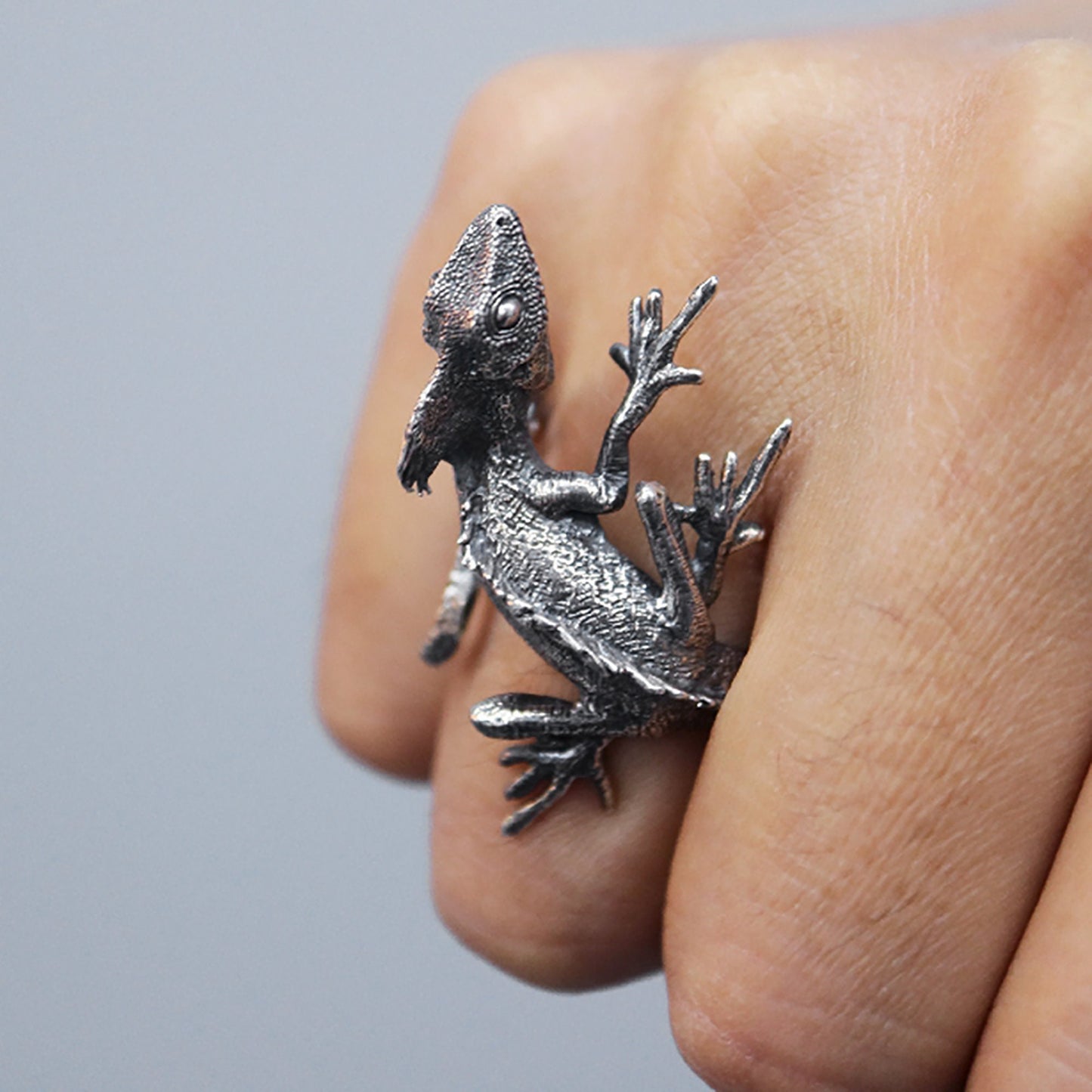 Bearded dragon 925 sterling silver ring, bearded dragon silver ring, silver bearded dragon ring, reptile, man ring - handmade ring