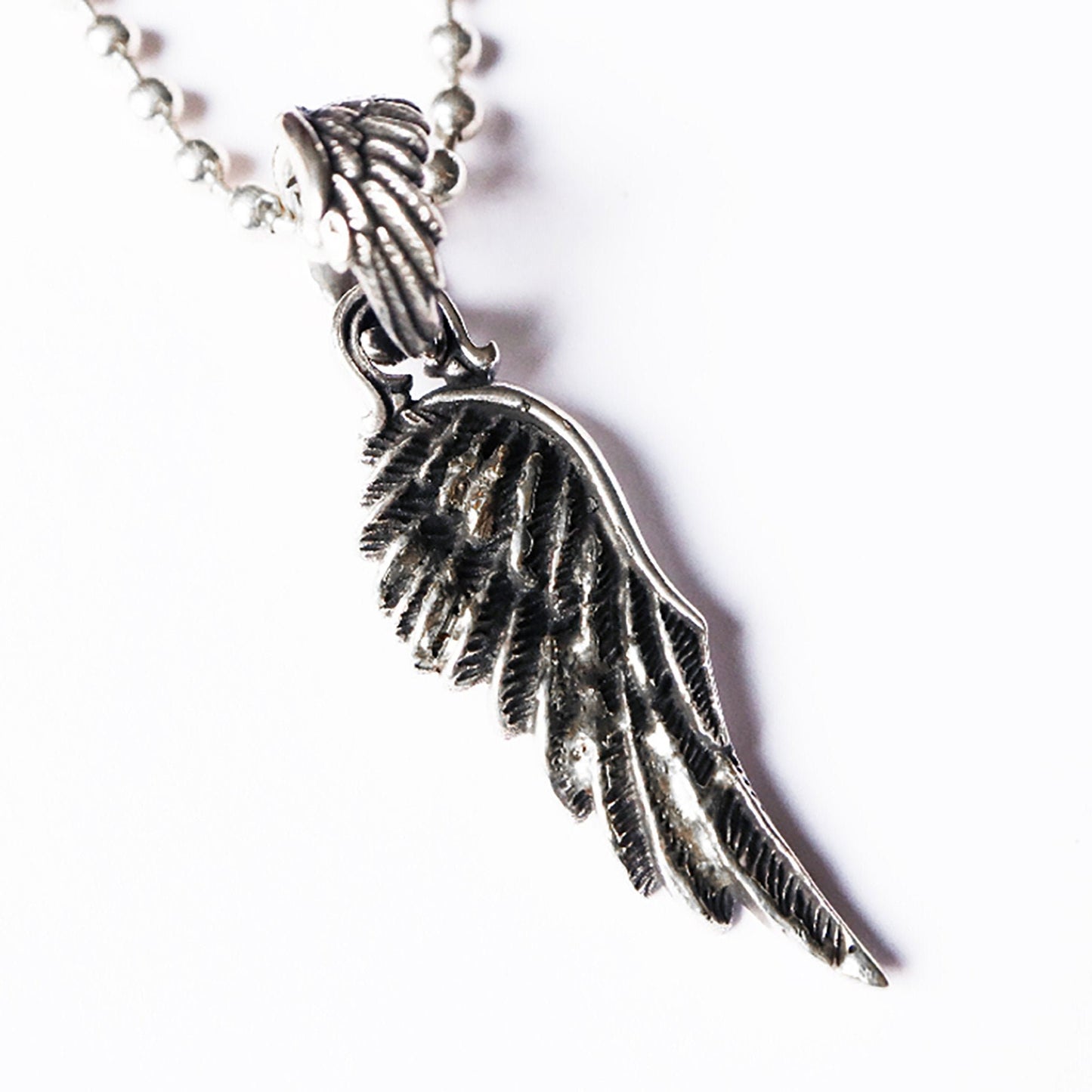 Angel Wing Silver Pendant|Wing Pendant|Feather Necklace|Silver Angel Wing Necklace|Oxidized Wings