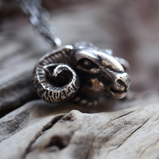 925 sterling silver satan goat head pendant, Aries jewelry, goat pendant, goat necklace, gift for him-craftsman made