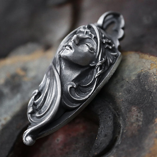Half-faced Skull Goddess Sterling Silver Ring Pendant|Goddess Ring|Goddess Pendant|Half-faced Skull Pendant|Ladies Accessories
