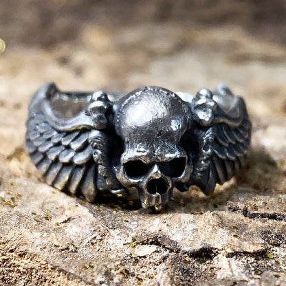 925 sterling silver skull wings ring-skeleton wings ring-skeleton ring-skeleton jewelry-gothic jewelry-personalized jewelry