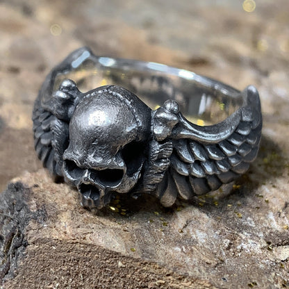 925 sterling silver skull wings ring-skeleton wings ring-skeleton ring-skeleton jewelry-gothic jewelry-personalized jewelry