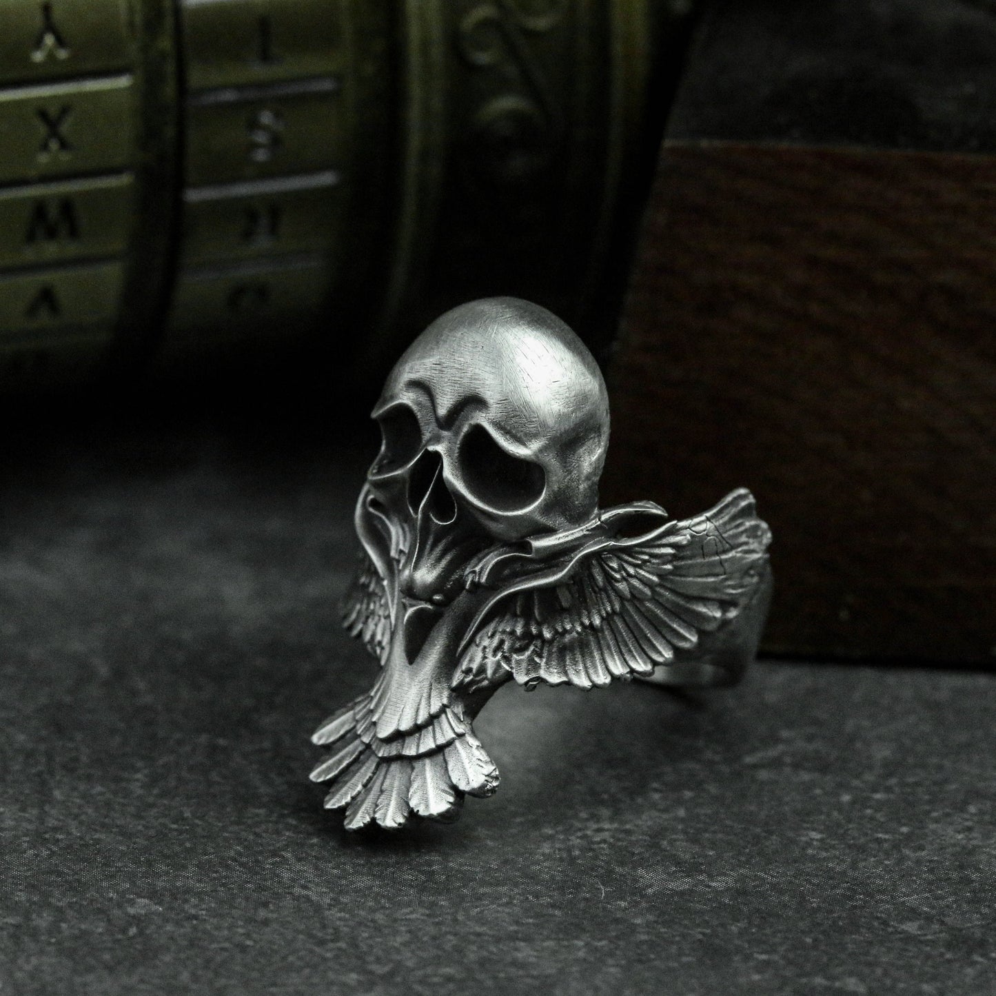 925 sterling silver skull wings ring-skeleton wings ring-skeleton ring-skeleton jewelry-gothic jewelry-personalized